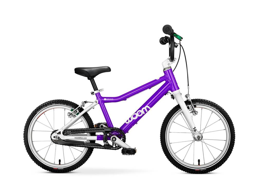 Woom 3 16" Barnesykkel 4-6 år Lilla Lett og stabil sykkel til barn