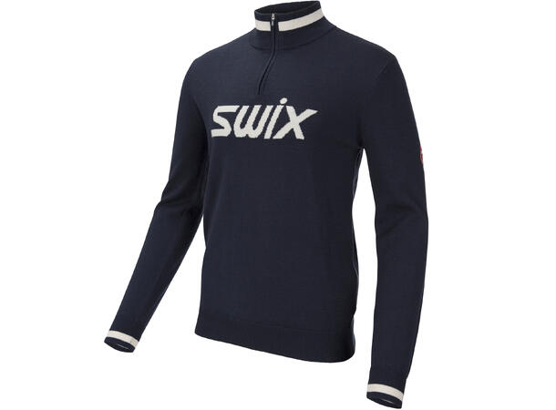 Swix Blizzard Logo Sweater Herre M Retro strikket ullgenser Dark navy 