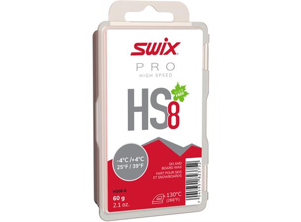 Swix HS8 Rød glider, -4°C/+4°C, 60g Fluorfri glider til trening/konkurranse 