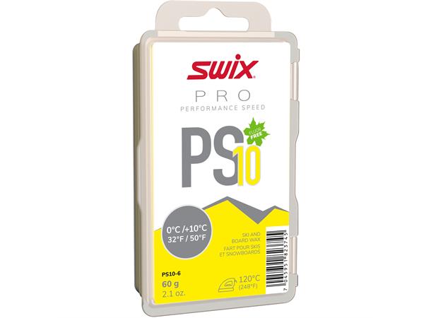 Swix PS10 Gul glider, 0°C/+10°C, 60g Fluorfri glider til tur/trening