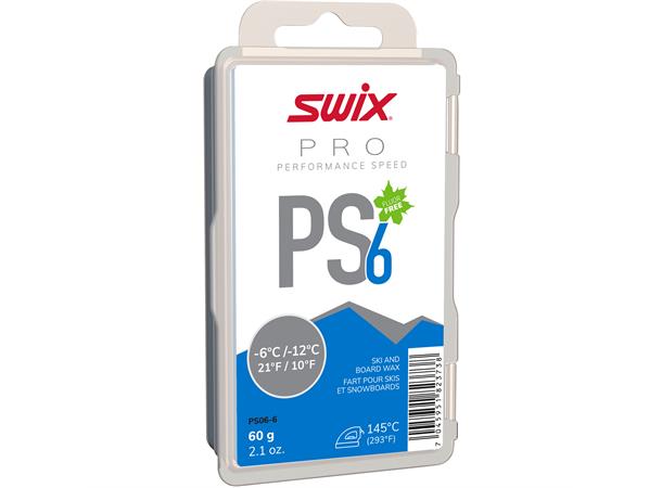 Swix PS6 Blå glider, -6°C/-12°C, 60g Fluorfri glider til tur/trening 