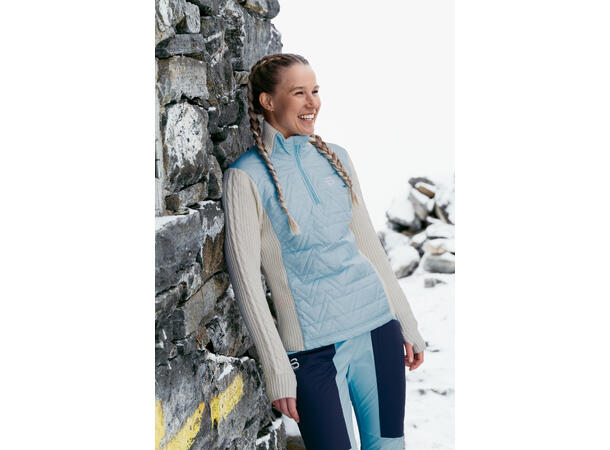 Dæhlie Dame Genser Half Zip Comfy M Varm genser i ullblanding Iced Aqua 