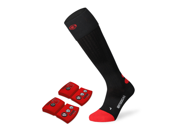 Lenz Heat Sock + Heat Pack Black 42-44 Varmesokker med batteri 