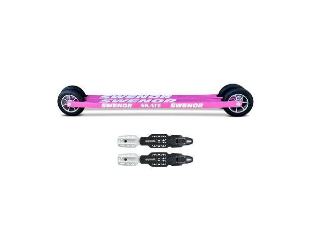 Swenor Skate Long Rulleski Pink +Binding Skøyte rulleski pakke med binding 
