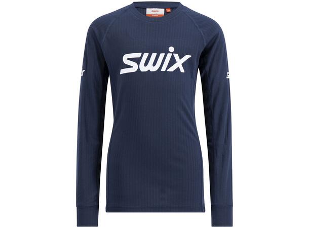 Swix Junior Trøye LS RaceX Classic 128 Supertrøye til barn Dark Navy/Bright Wht 