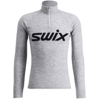 Swix Herre Trøye RaceX Merino m/ Zip S Teknisk ulltrøye Light Grey / Dark Navy