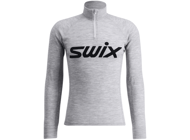 Swix Herre Trøye RaceX Merino m/ Zip S Teknisk ulltrøye Light Grey / Dark Navy 