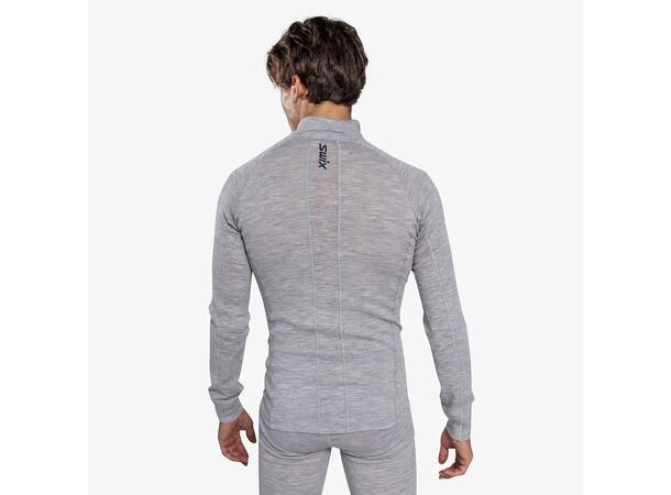 Swix Herre Trøye RaceX Merino m/ Zip S Teknisk ulltrøye Light Grey / Dark Navy 
