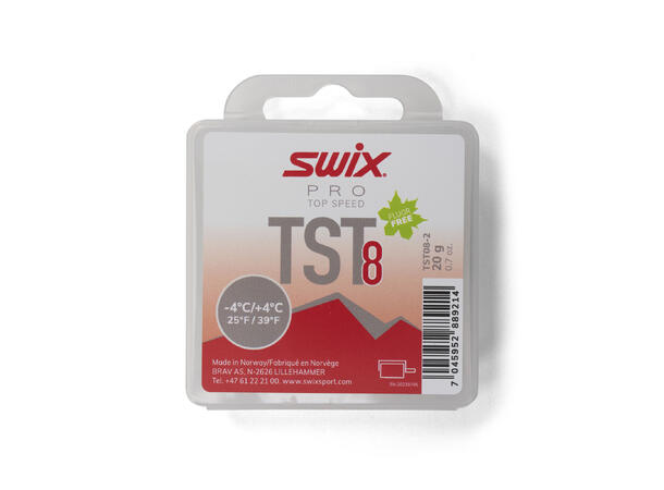 Swix TST8 Turbo Rød Glid,-4°/4°C,20g Fluorfri topping glider 