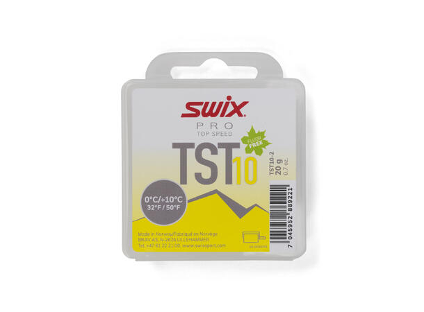 Swix TST10 Turbo Gul Glid,-0°/10°C,20g Fluorfri topping glider for varmt 