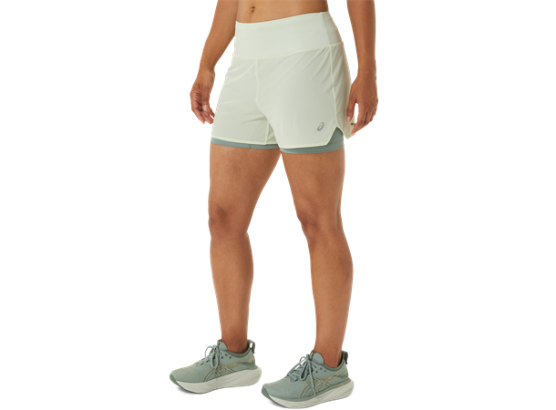Asics Dame Shorts Ventilate 2in1 3.5in M Lett og pustende løpeshorts WhisperGreen 