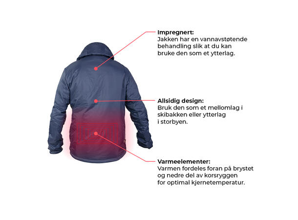 HeatX Dame Jakke Hybrid S Batteridrevet varmejakke Navy/Blue 