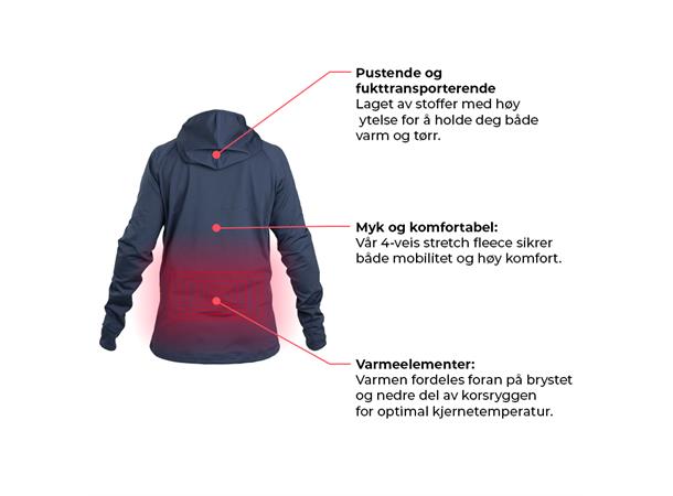 HeatX Herre Hettejakke Anyday L Batteridrevet varmegenser Navy/Blue 
