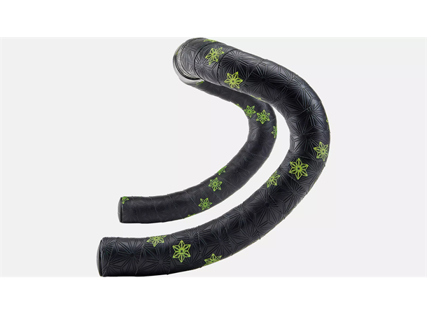 Specialized Super Sticky Kush Bar Tape Galaxy Neon Yellow Print/ Ano Blk Plugs 