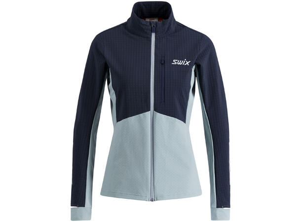 Swix Dame Midlayer Pace Hybrid F.Zip L Mellomlags løpejakke til dame Dark navy 