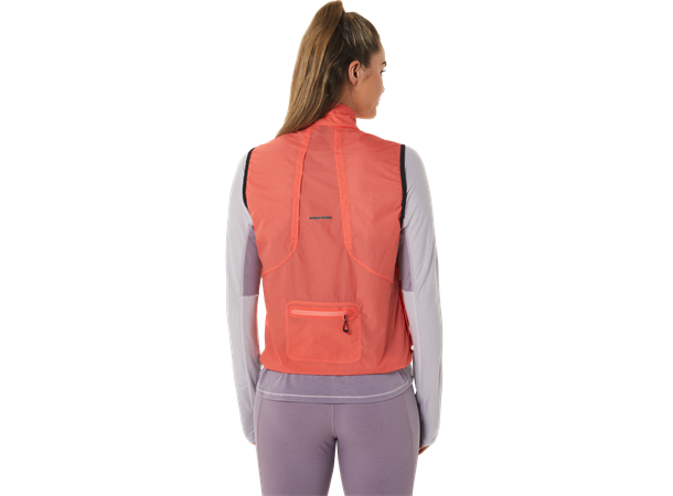 Asics Dame Vest MetaRun Packable S Yttervest for løping - Papaya 