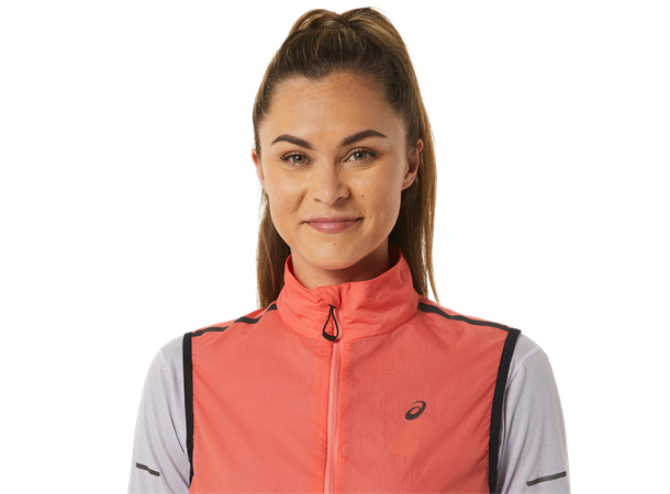 Asics Dame Vest MetaRun Packable S Yttervest for løping - Papaya 