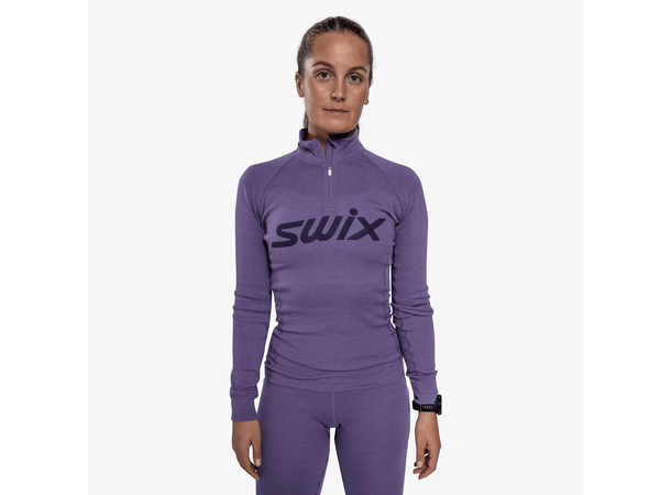 Swix Dame Trøye RaceX Merino 1/2 Zip XL Teknisk ulltrøye Dusty purple 