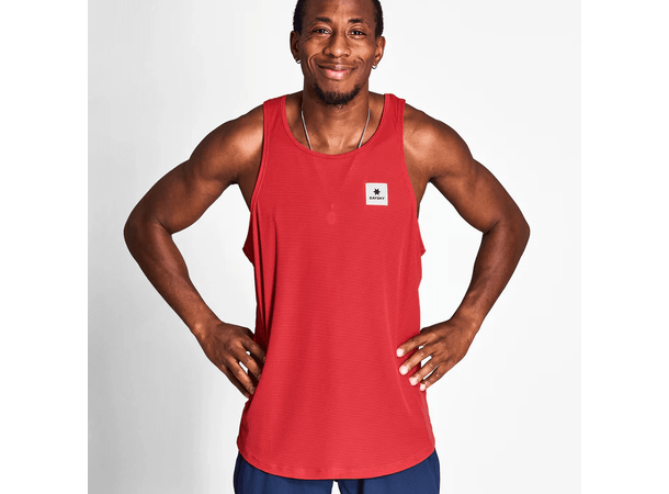 SAYSKY Herre Singlet Reactive Flow L Lett, luftig og stilig løpesinglet - Red 