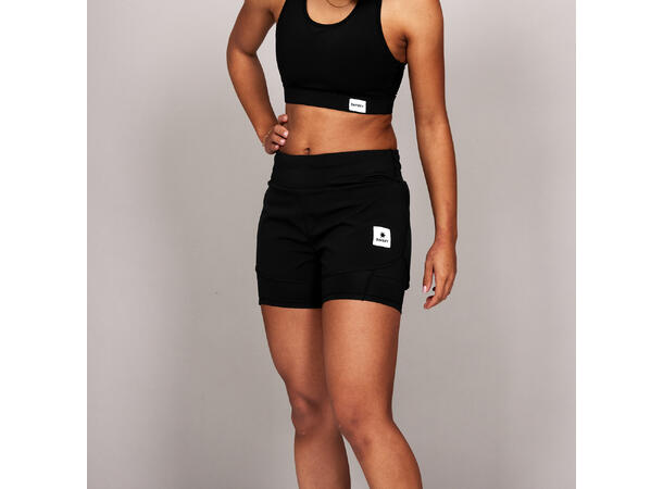 SAYSKY Dame Shorts 2n1 3'' Pace XS Populær treningsshort til dame -Black 