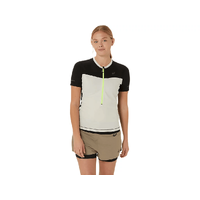 Asics Dame Fujitrail SS Topp XS OATMEAL/PERFORMANCE BLACK