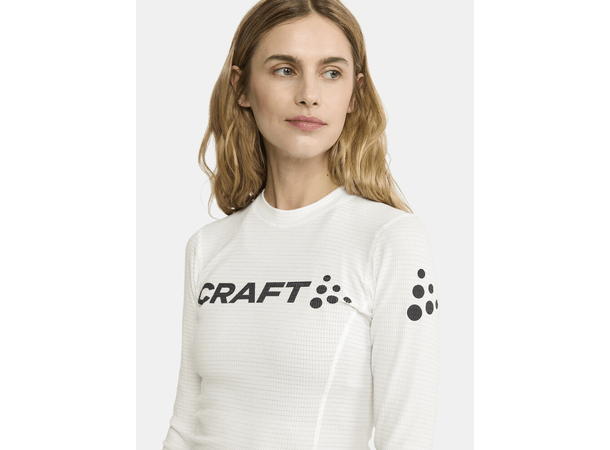 Craft Dame NOR Pro Wool Extreme X LS L Langermet ulltrøye - White/Blaze 