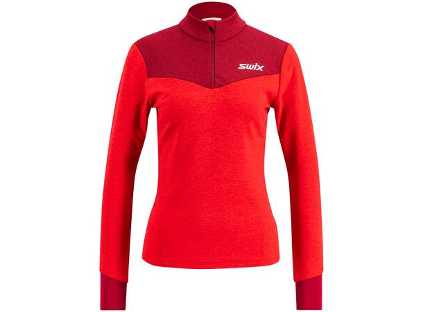 Swix Dame Dynamic Mid Half Zip M Perfekte midlayer for aktive dager - rød 