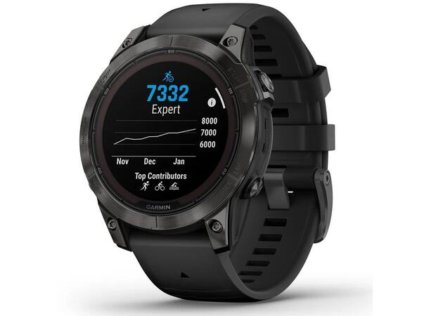 Garmin Fenix 7 Pro Saph Solar Edition Karbongrå DLC-titan Med Sort Rem 