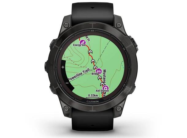 Garmin Fenix 7 Pro Saph Solar Edition Karbongrå DLC-titan Med Sort Rem 