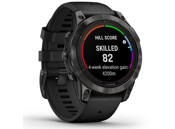 Garmin Fenix 7 Pro Saph Solar Edition Karbongrå DLC-titan Med Sort Rem 