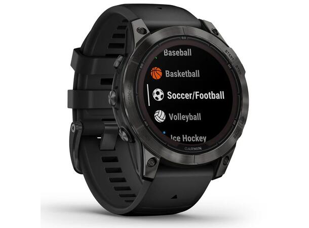 Garmin Fenix 7 Pro Saph Solar Edition Karbongrå DLC-titan Med Sort Rem 