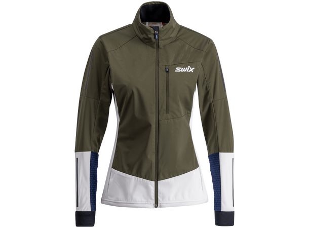 Swix Dame Jakke Nordic XC M Skijakke i softshell - Olive/Br White 
